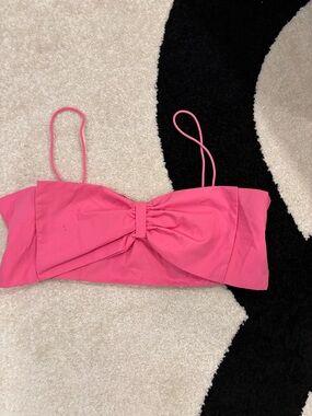 SHEIN Hot Pink Bow Front Bikini Top